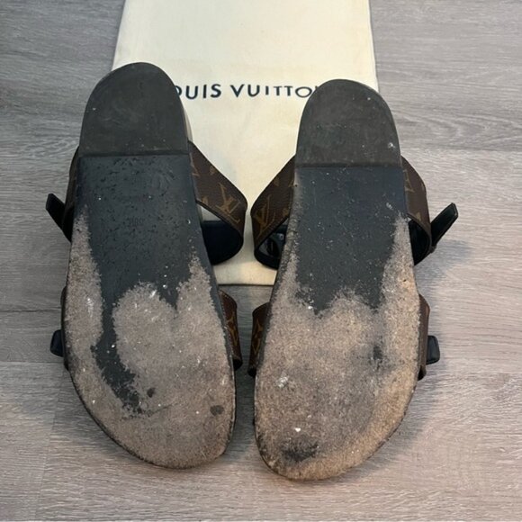 LOUIS VUITTON Bom Dia Flat Comfort Mule Sandal Size 38.5 - Picture 6 of 16